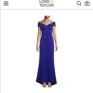 Eliza J royal blue off the shoulder long gown.